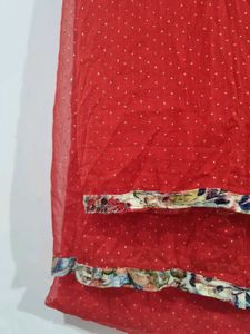 Red Duppata With small yellow dots