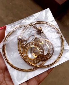 Silver Bangle Bracelet And Earring set