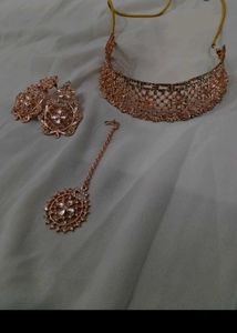Bridal Jewellery Set- Rose Gold And Golen Color