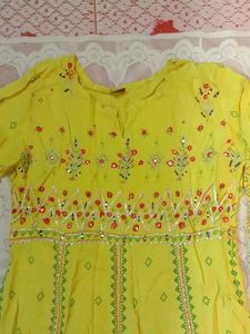 Bright Lemon Yellow Anarkali