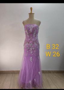 Lavender Floral Lace Formal Gown