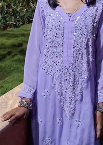 Lavender Embroidered Kurta