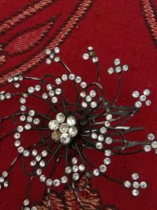 HairClip Black With White Stone LookingLike Flower
