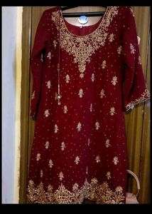Maroon &amp; Gold Embellished Suit
