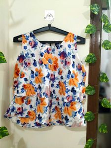Floral Ruffle Sleeveless Top