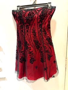 Elegant Red &amp; Black Corset Mini Dress