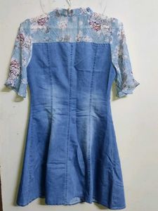 Ttrending Denim &amp;floral dress