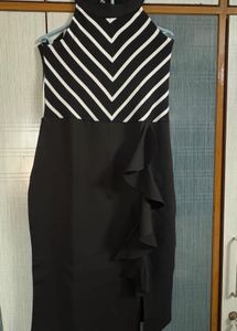 Chic Black & White Halter Dress