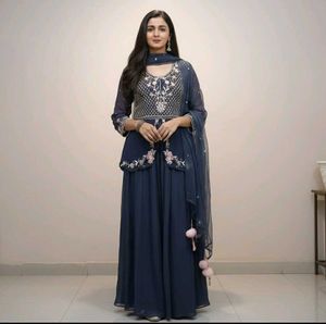 Elegant Blue Kurta Set & Dupatta