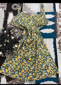 Yellow Floral Middi Dress