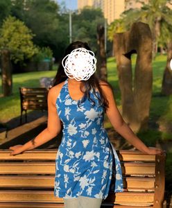 Floral Halter Neck Short Kurti