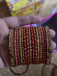 Red Golden Bangle Party Set