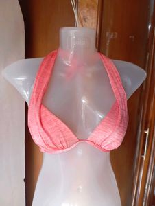 Peach Halter Bikini Top