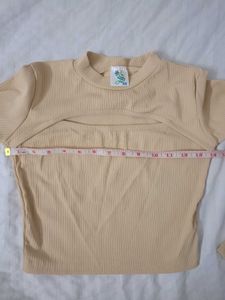 Cute Beige Cutout Top