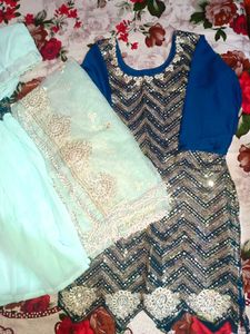Sequin Embellished Sharara Suit