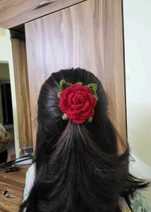 Crochet Rose Clip