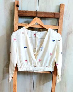 Printed Cotton Crop Top Size-30-Small