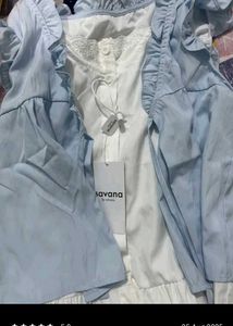Light Blue Ruffle Blouse