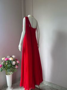 Red Premium One Sided Draped Gown