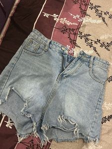 Ripped Denim Shorts