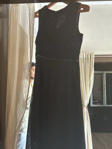 Black Netted Flared Dress From Soie