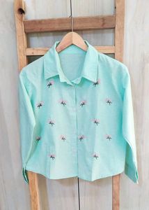 Embroidery Work Green Shirt Size-36-38