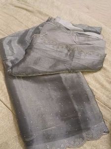 Grey Organza Saree