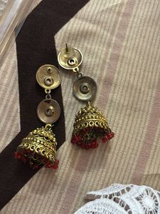 Oxidised Jewellery Jhumki Red Maroon