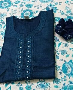 Straight Dark Blue Kurti
