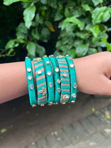 Teal &amp; Gold Bangle Set