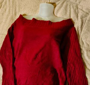 Korean Off-Shoulder Knit Sweater