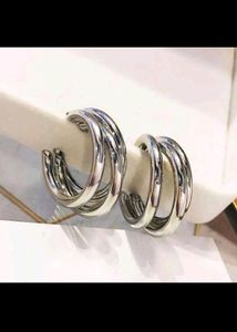 Marron Top And Silver Half Hoop Earrings