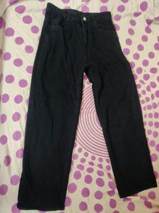 Jet Black Cotton Jeans For Girls