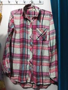 Pink Plaid Flannel Shirt