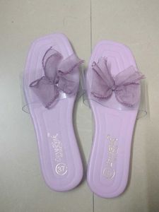 Cute Lavender Bow Slides - Size 37