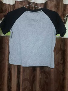Grey Tee With Black Raglan Sleeve