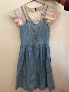 Cute Denim Dress & Tee Set