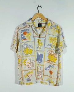 Cream Printed Shirt For Men's