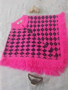 Pink Patterned Poncho