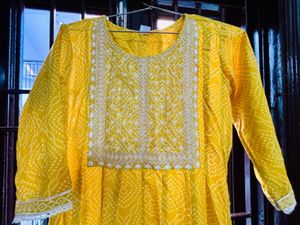 Yellow Printed Kurta With Pants