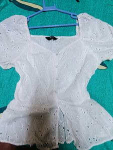 White Eyelet Puff Sleeve Top