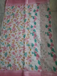 Beautiful Pink Floral Saree with Blouse