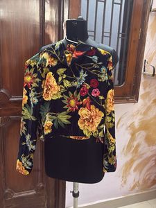 Floral Velvet Crop Top