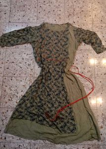 Vintage Print Midi Dress