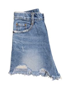 Distressed Denim High-Waisted Shorts