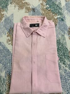 Mens Casual Baby Pink Half Sleeves Shirt