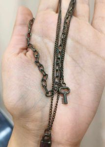 Layered Chain Necklace - Key &amp; Lock