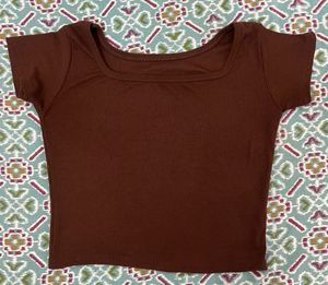 Women Brown Square Neck Top