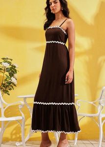 Brown Maxi Slip Dress