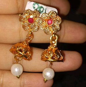 Gold-tone Jhumka Earrings